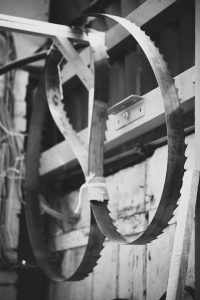 Tavener Joinery workshop, black and white.